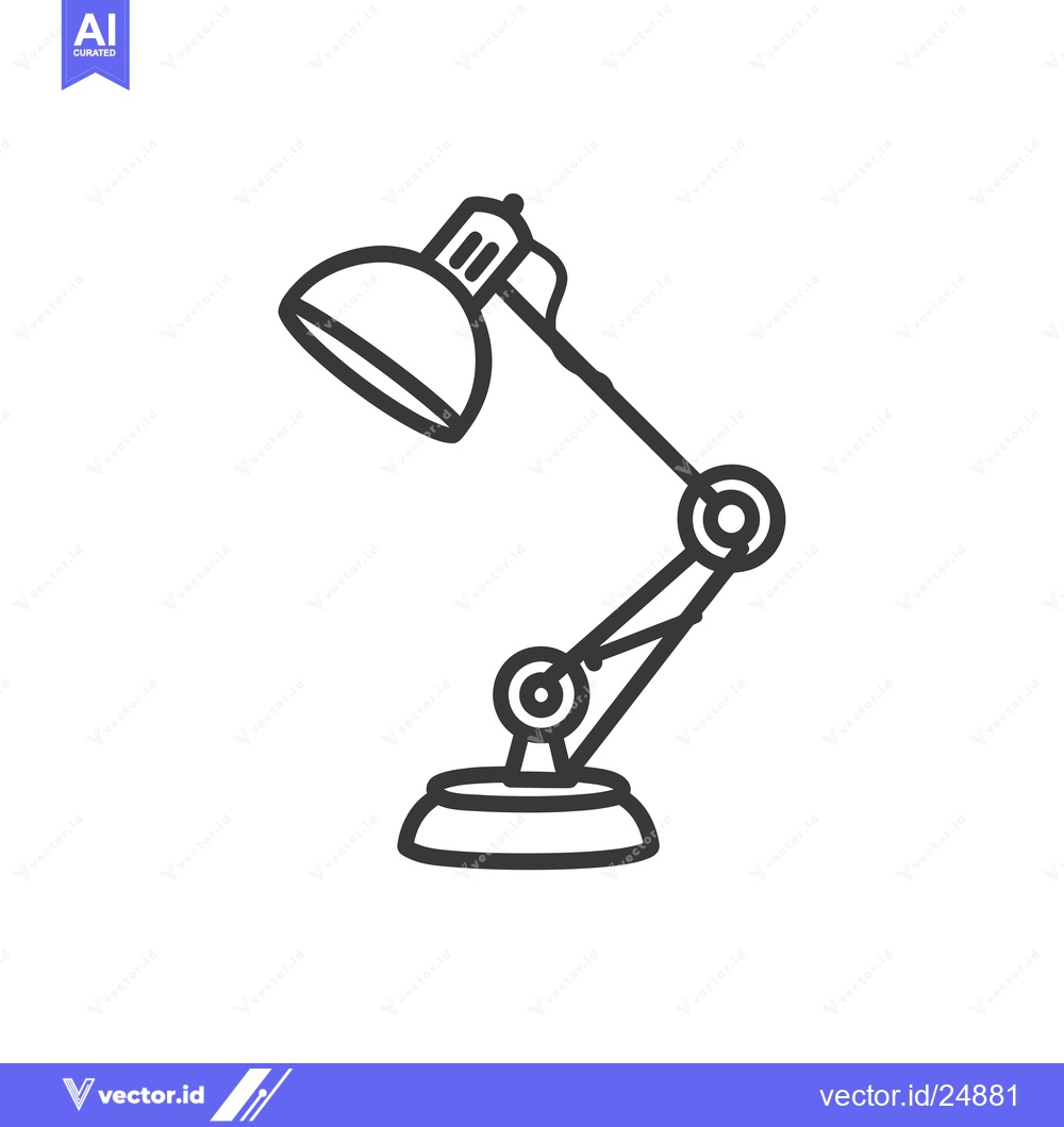 Premium Vector of Black and White Line Art Illustration of a Desk Lamp