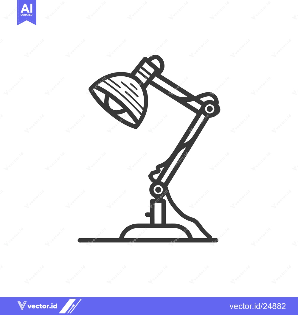 Premium Vector dari Black and White Line Art Illustration of a Desk Lamp