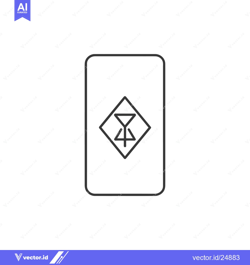 Premium Vector of Black and white line art illustration of a diamond with a symbol insid
