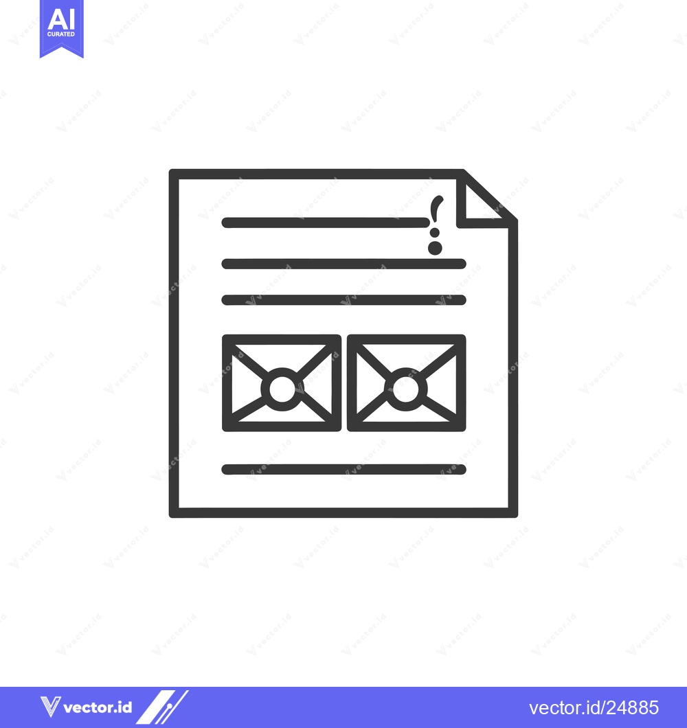 Premium Vector of Black and white line art illustration of a document with two mail icon