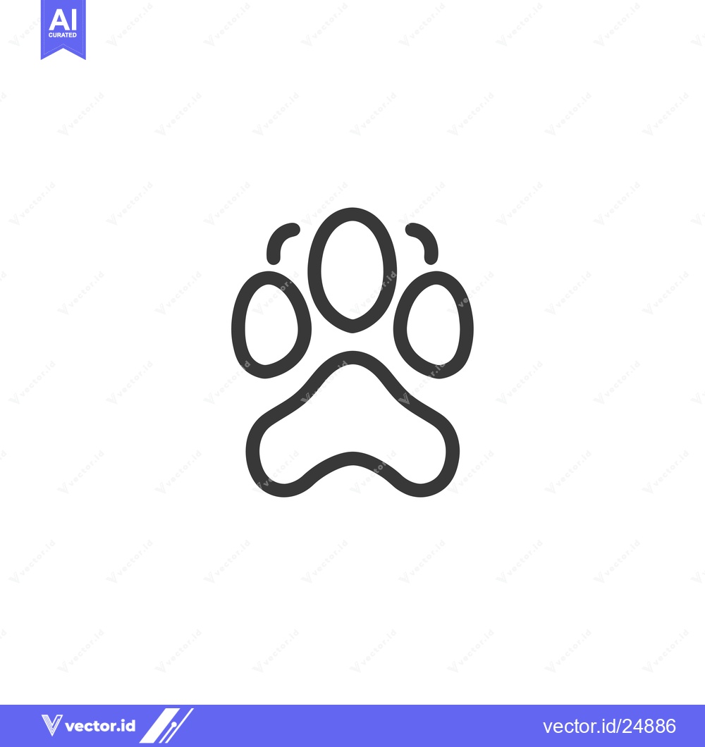 Premium Vector dari Black and White Line Art Illustration of a Dog Paw Print