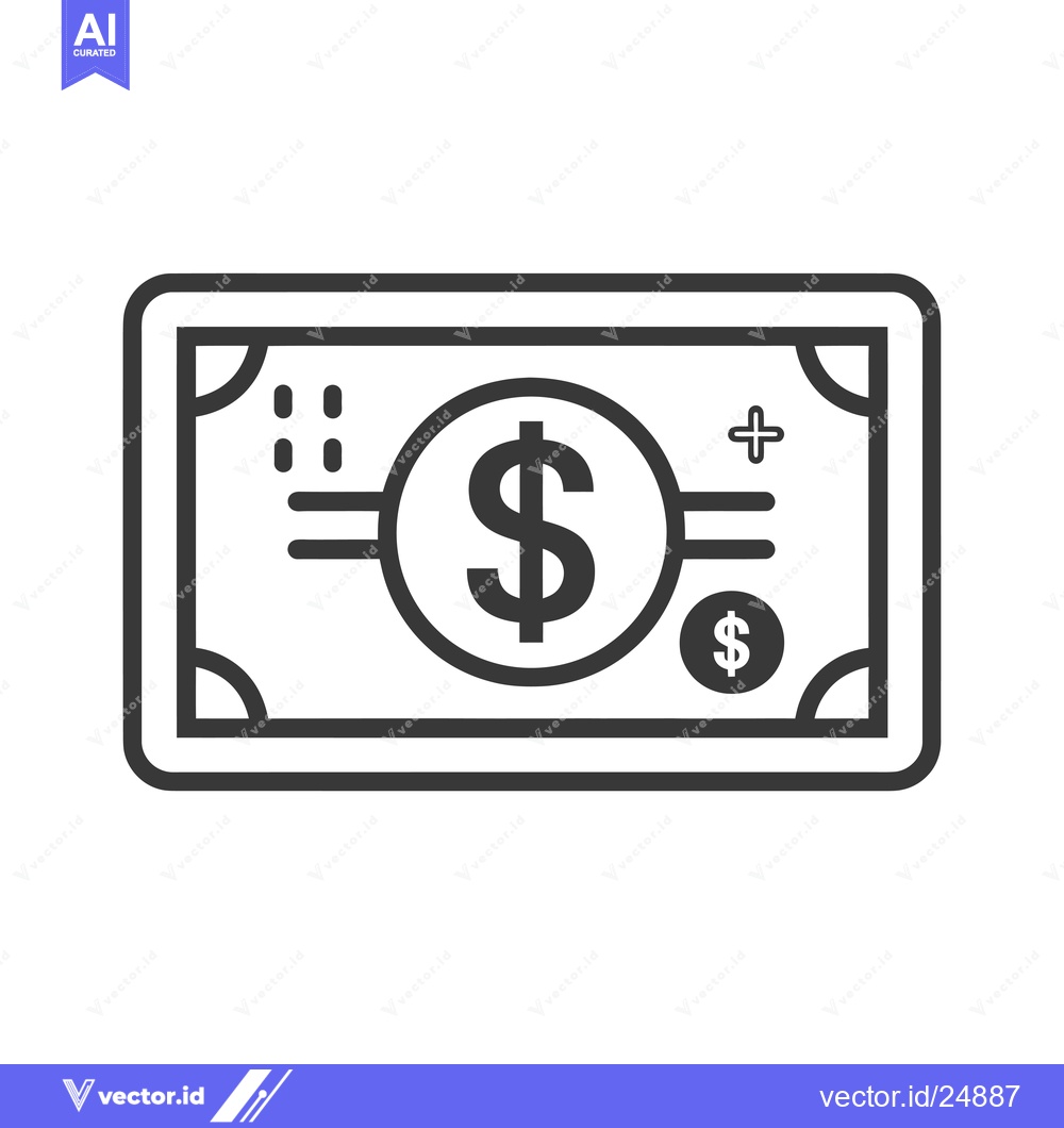 Premium Vector of Black and White Line Art Illustration of a Dollar Bill
