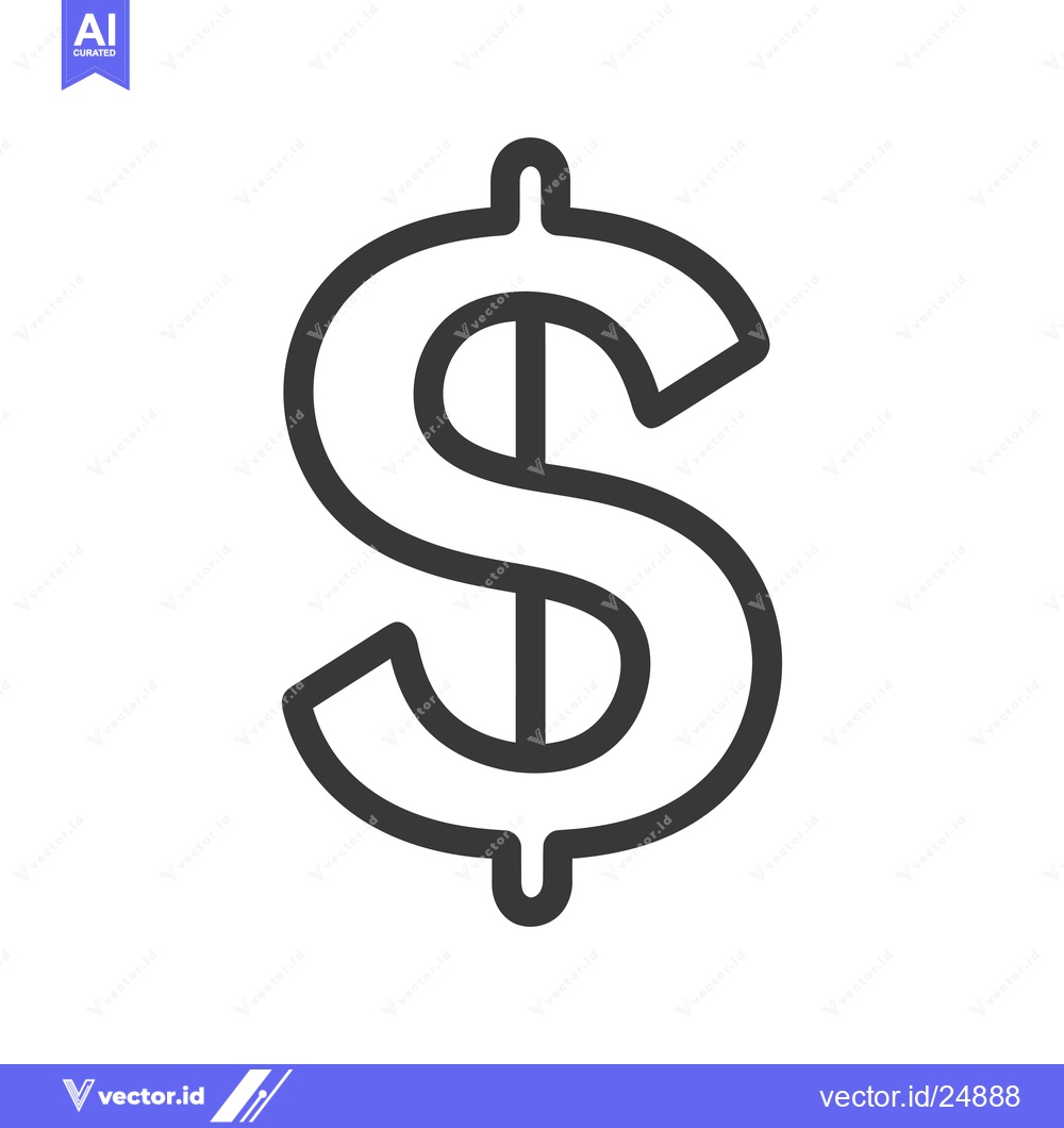 Premium Vector dari Black and White Line Art Illustration of a Dollar Sign