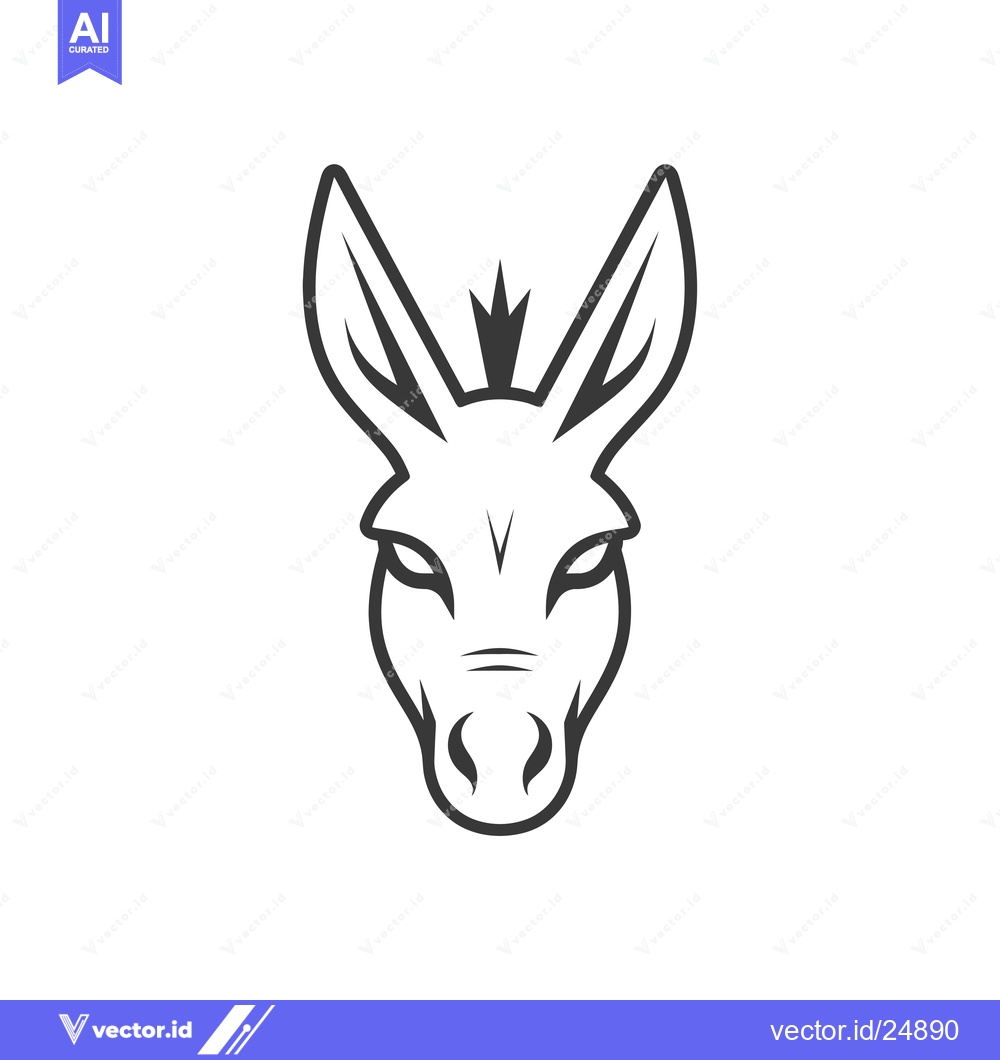 Premium Vector dari Black and White Line Art Illustration of a Donkey's Head