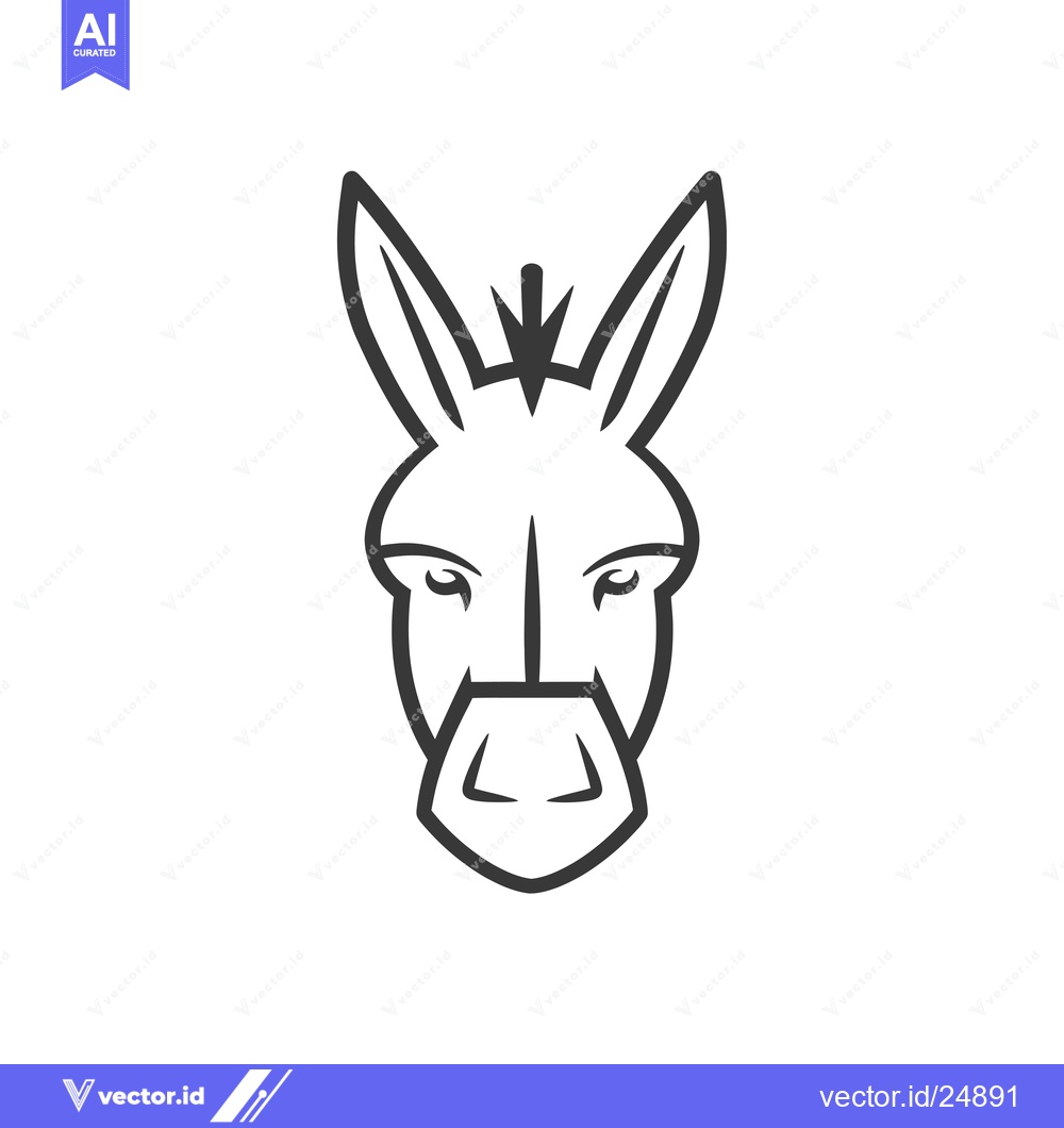 Premium Vector dari Black and White Line Art Illustration of a Donkey's Head