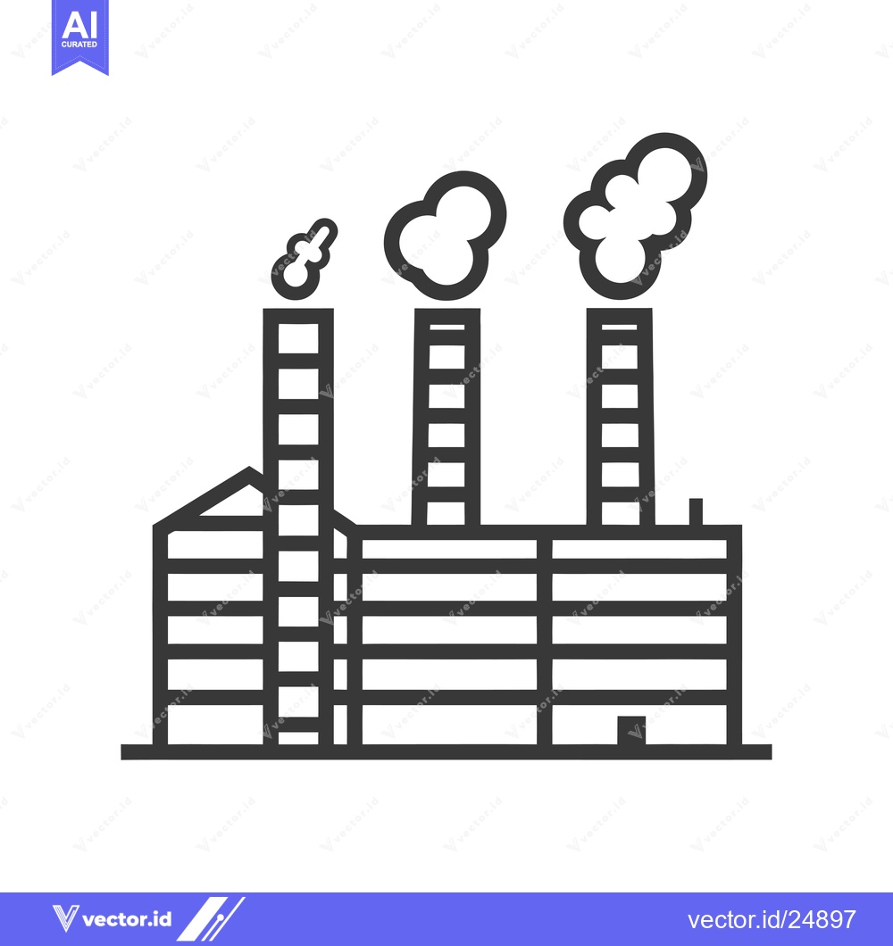Premium Vector dari Black and White Line Art Illustration of a Factory with Three Smokesta