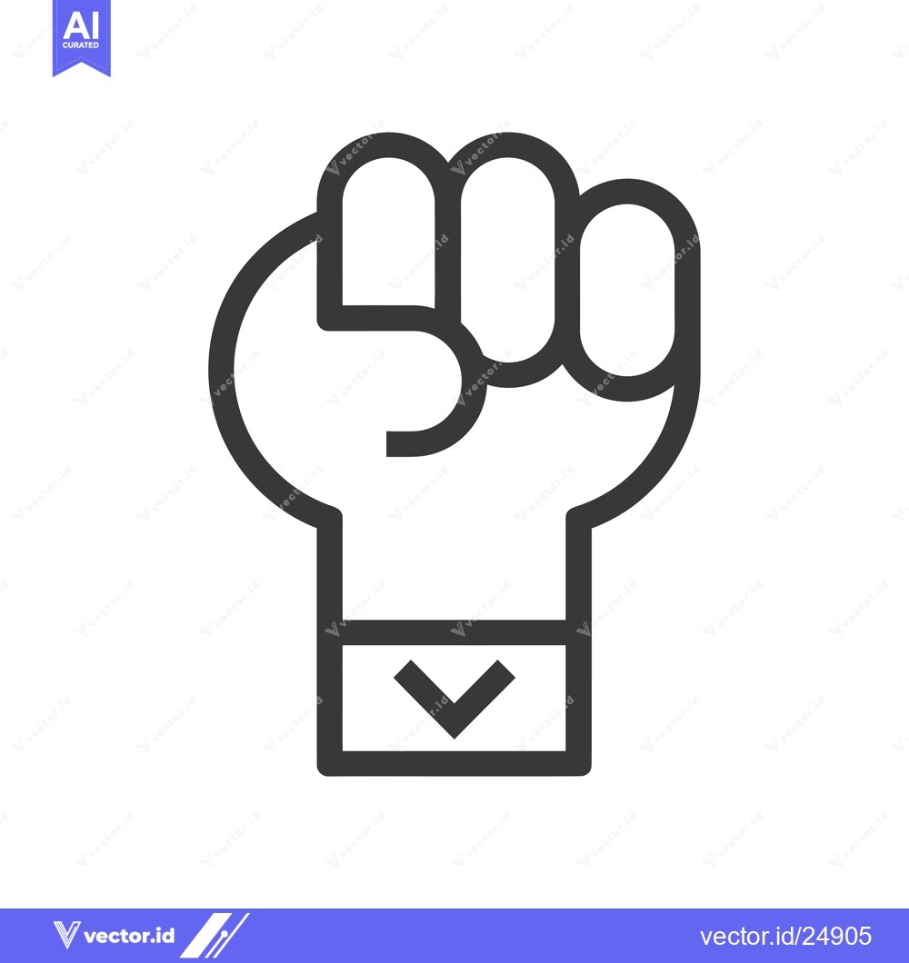 Premium Vector of Black and White Line Art Illustration of a Fist with an Arrow Pointing