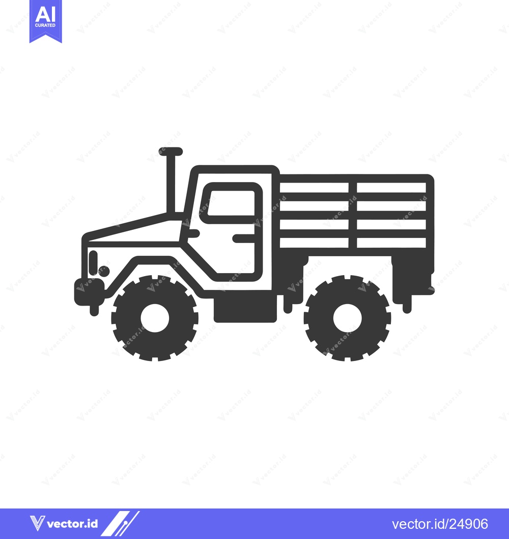 Premium Vector of Black and White Line Art Illustration of a Flatbed Truck