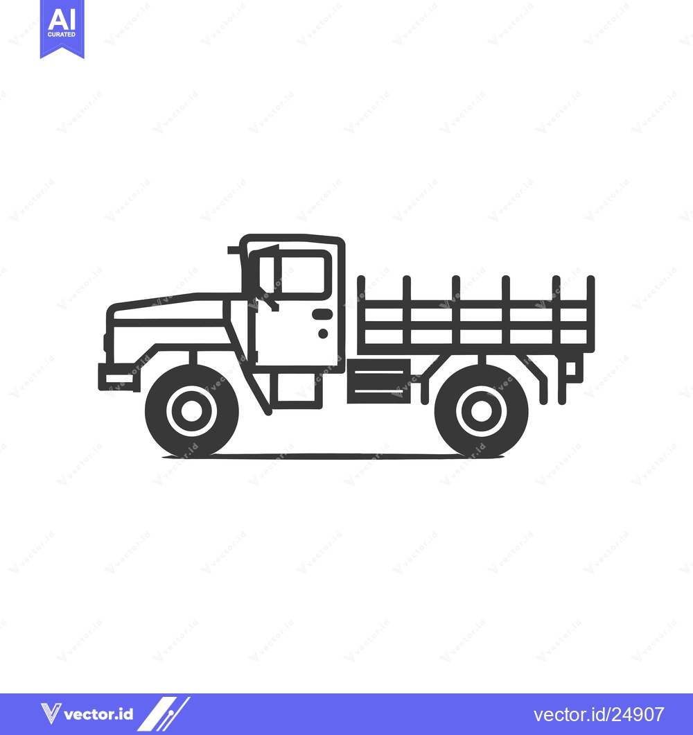 Premium Vector dari Black and White Line Art Illustration of a Flatbed Truck