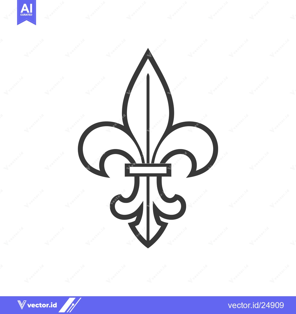 Premium Vector dari Black and White Line Art Illustration of a Fleur-de-lis