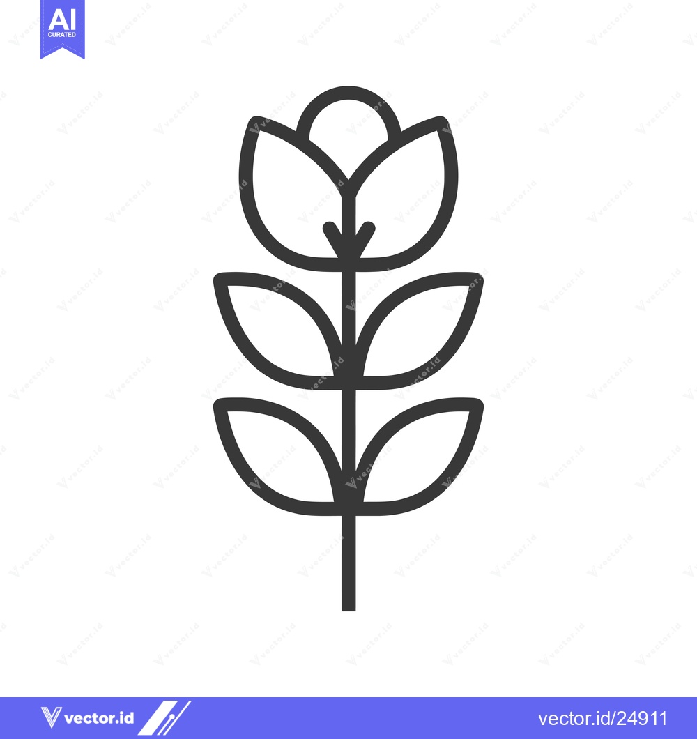 Premium Vector of Black and White Line Art Illustration of a Flower with Five Petals and