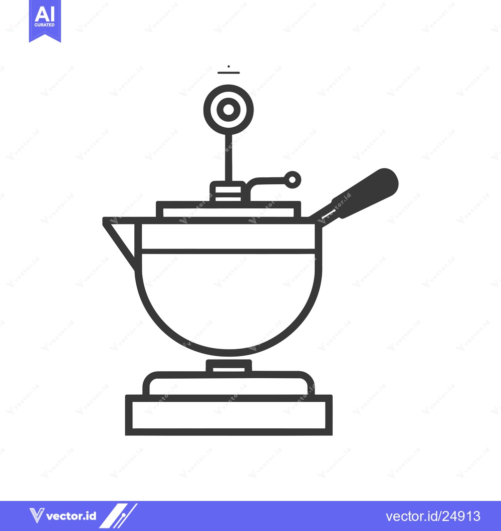 Premium Vector dari Black and White Line Art Illustration of a Fondue Pot