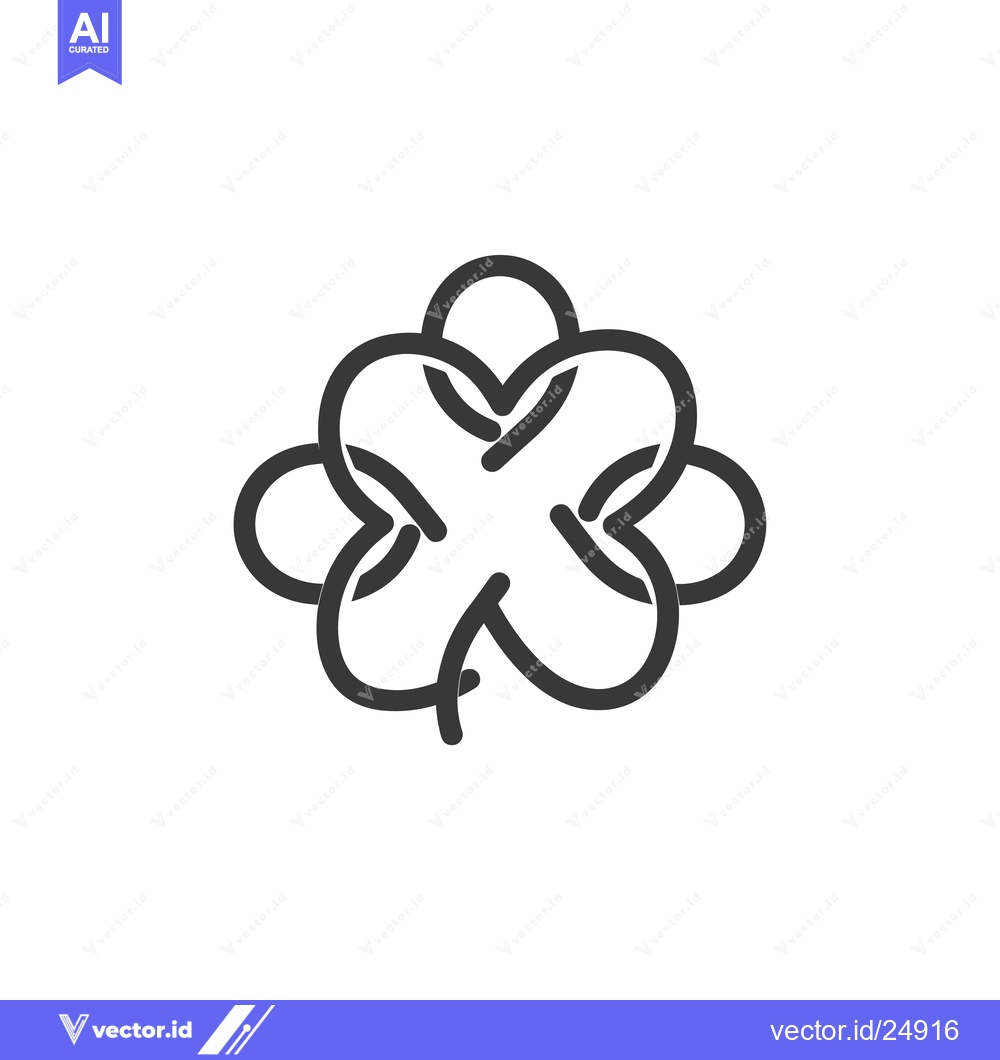 Premium Vector dari Black and white line art illustration of a four-leaf clover