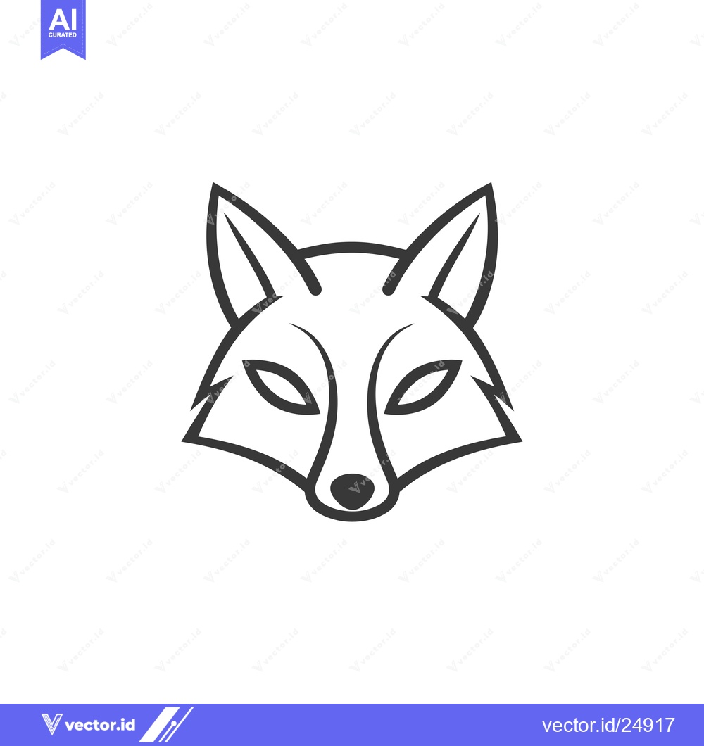 Premium Vector dari Black and White Line Art Illustration of a Fox Head