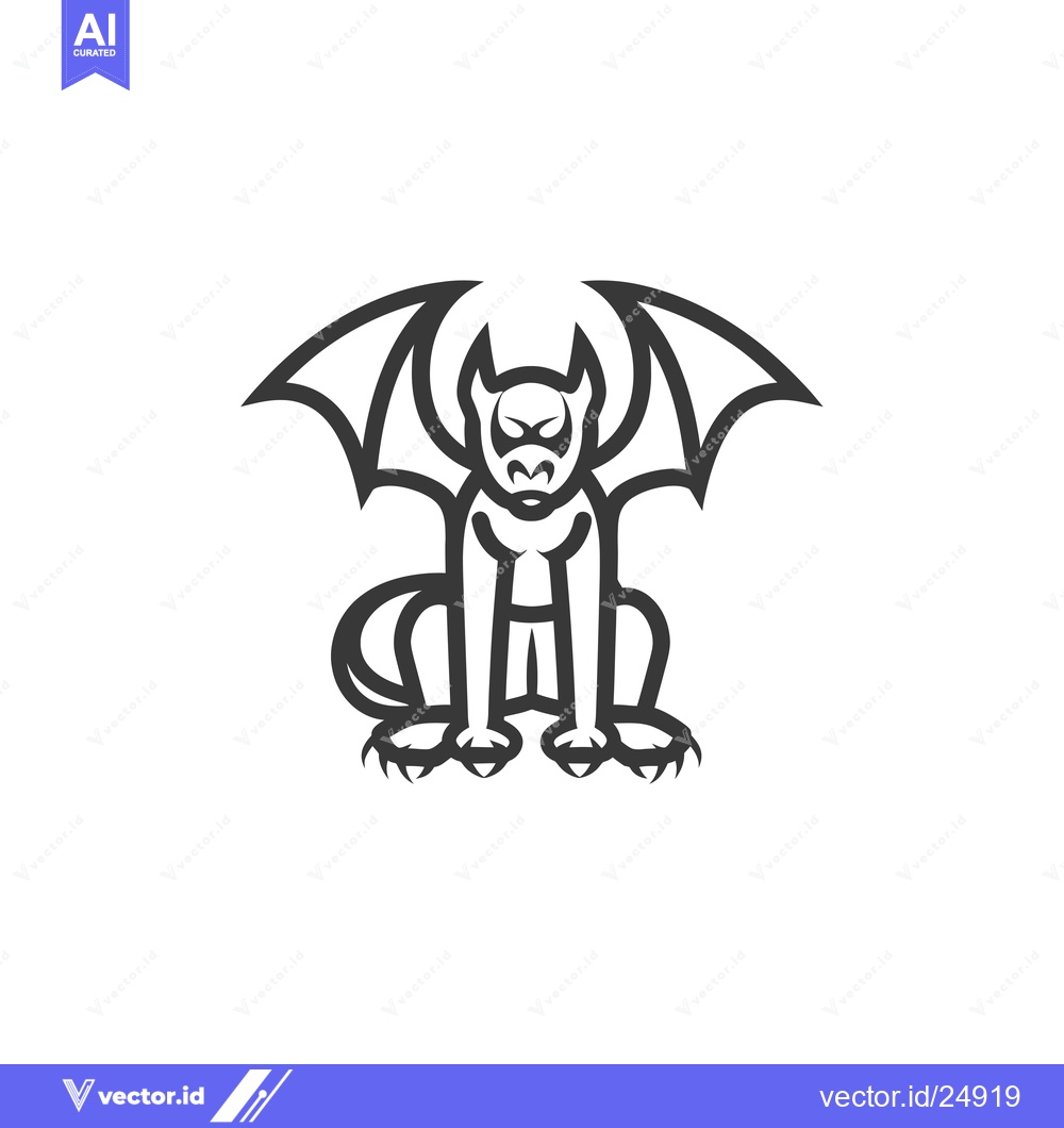 Premium Vector dari Black and White Line Art Illustration of a Gargoyle
