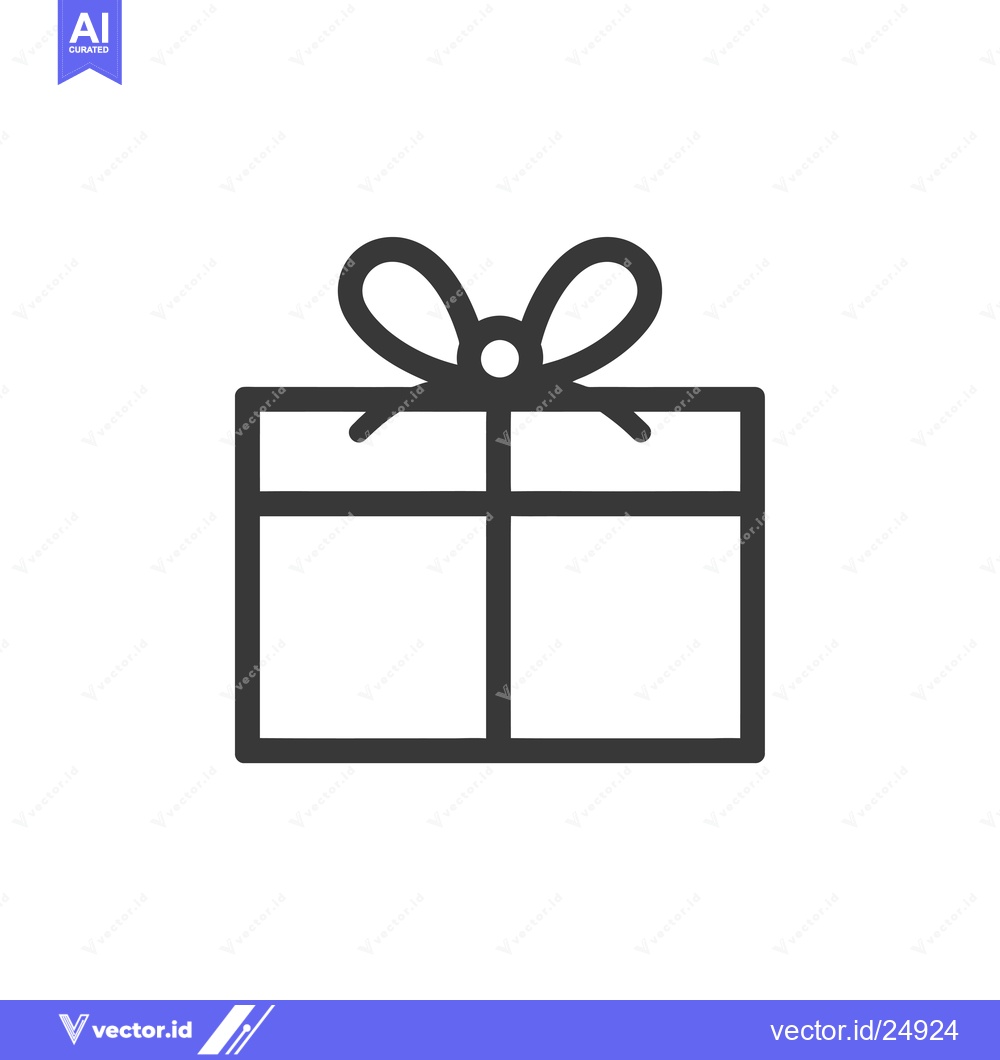Premium Vector of Black and white line art illustration of a gift box with a bow