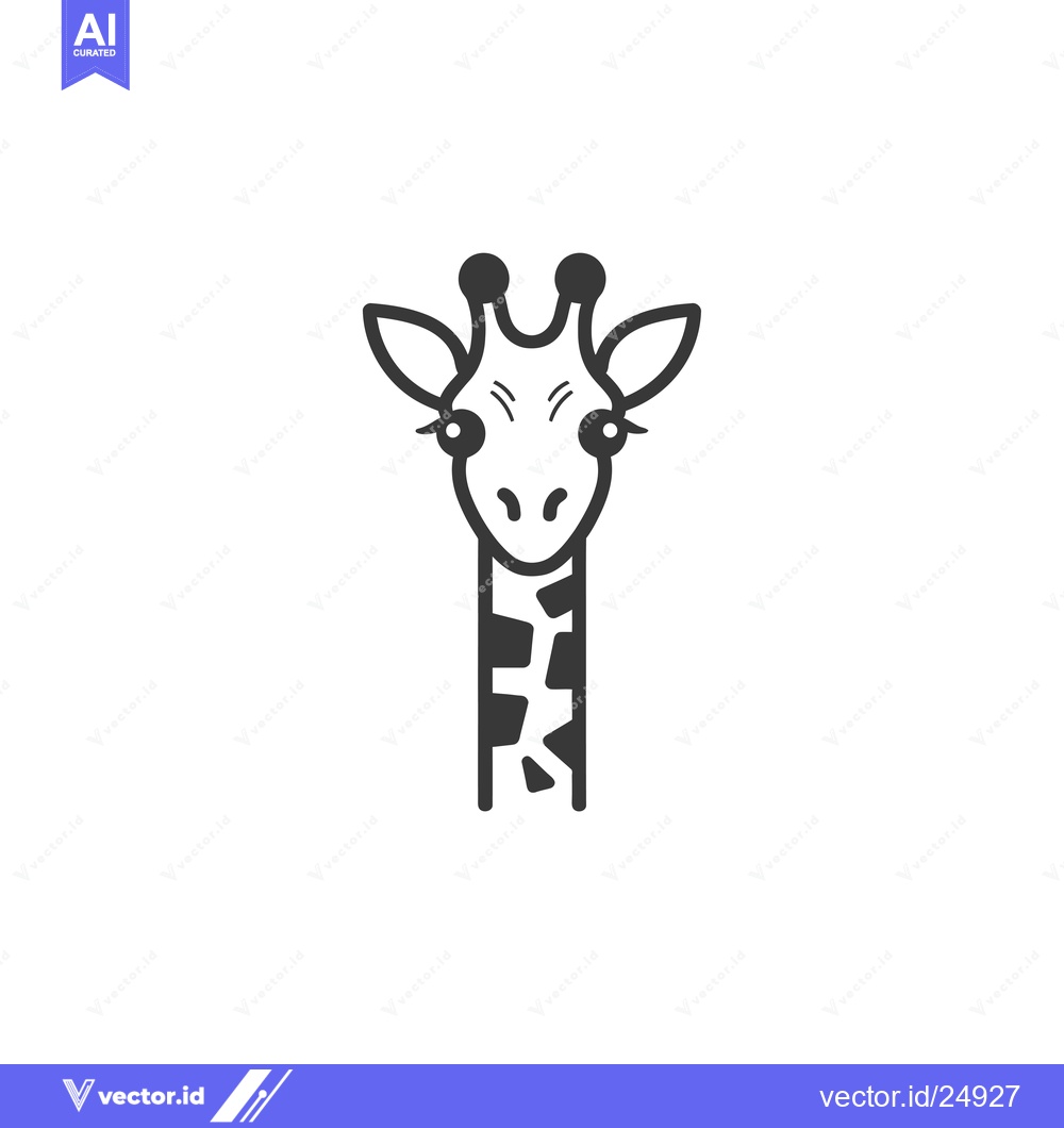 Premium Vector of Black and White Line Art Illustration of a Giraffe's Head