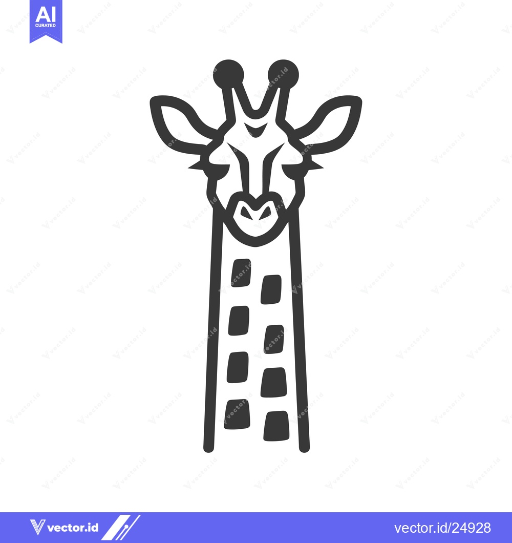 Premium Vector of Black and White Line Art Illustration of a Giraffe's Head and Neck
