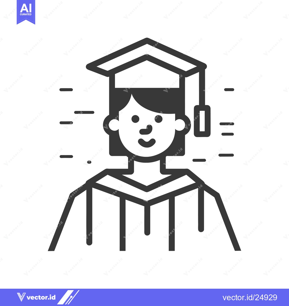 Premium Vector dari Black and White Line Art Illustration of a Graduate Wearing a Cap and