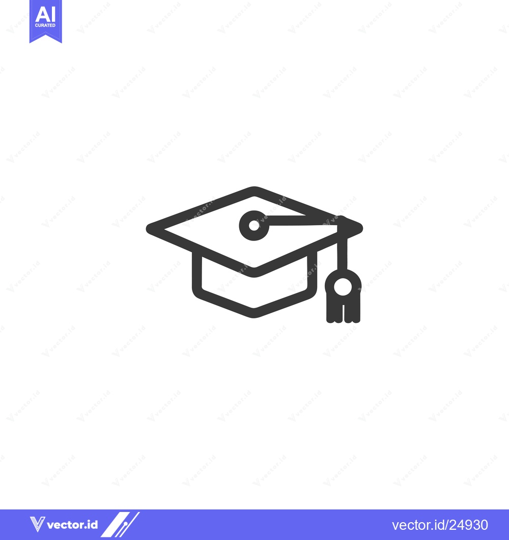 Premium Vector of Black and White Line Art Illustration of a Graduation Cap