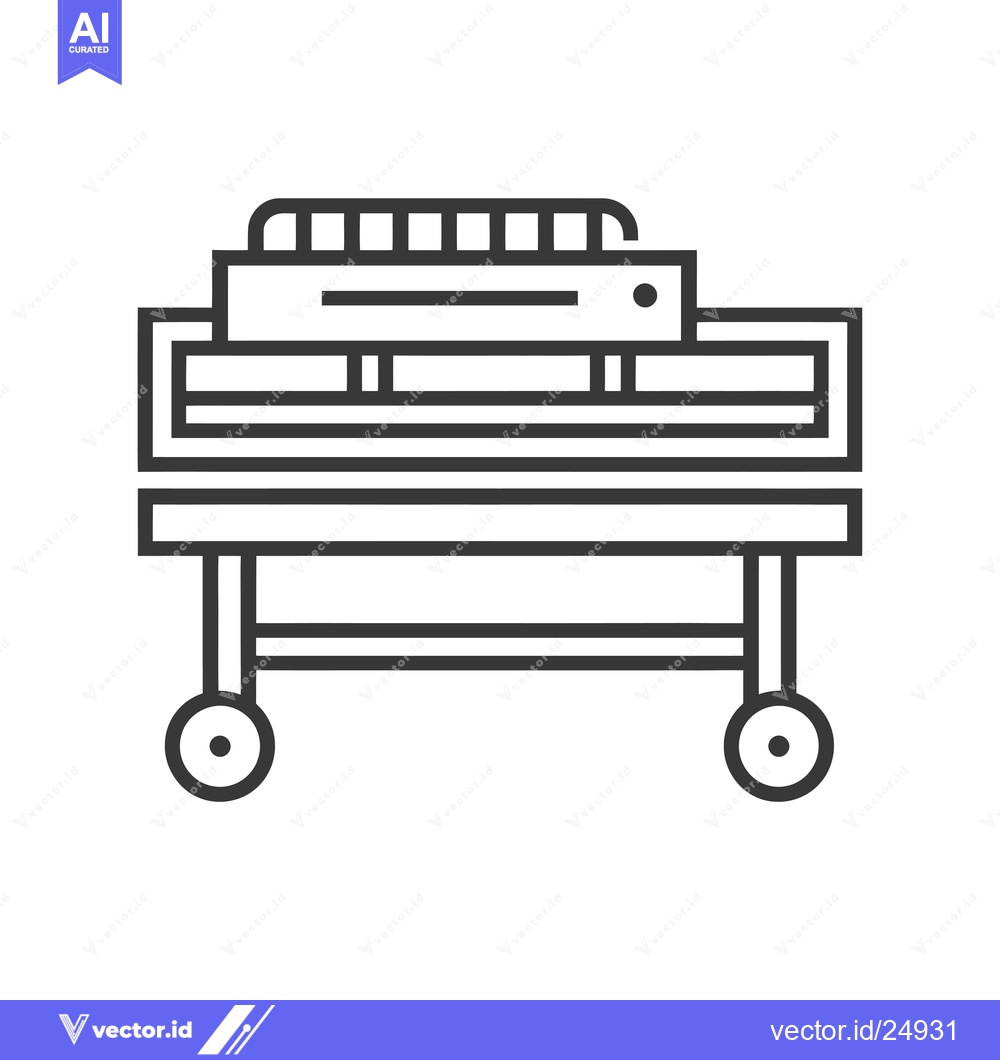 Premium Vector of Black and white line art illustration of a grill on wheels