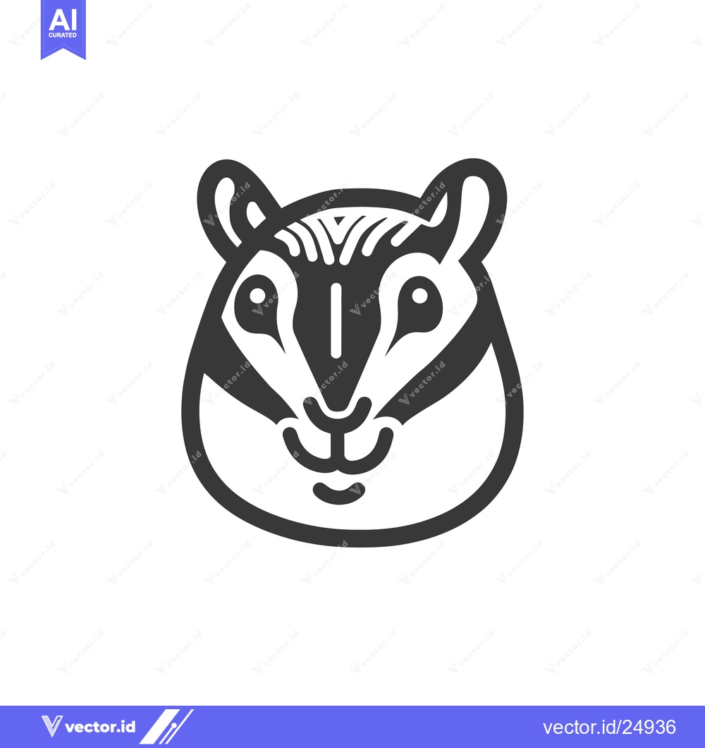 Premium Vector of Black and White Line Art Illustration of a Hamster's Face