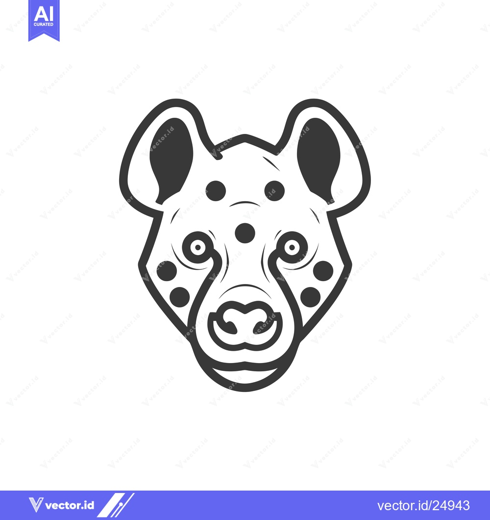Premium Vector dari Black and White Line Art Illustration of a Hyena's Face