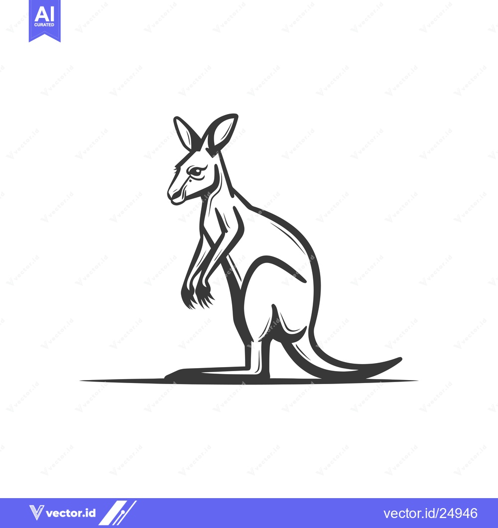 Premium Vector dari Black and White Line Art Illustration of a Kangaroo