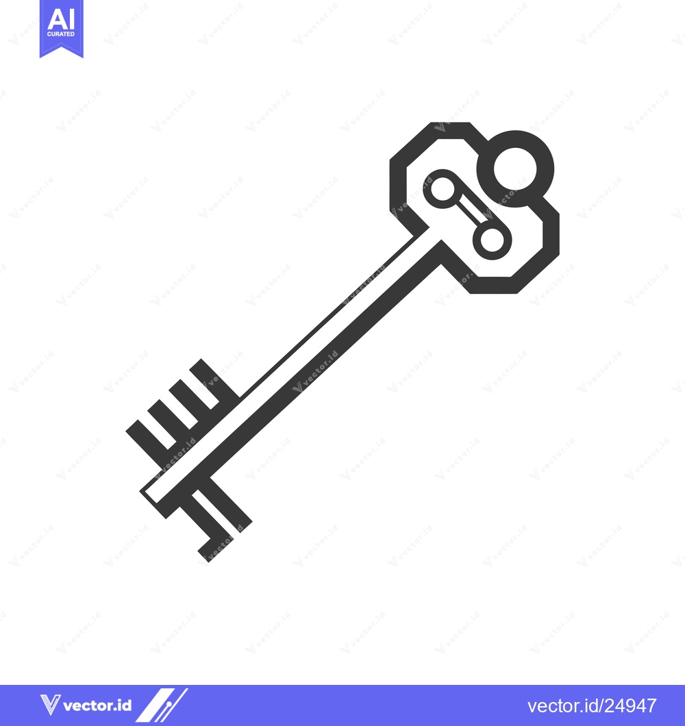 Premium Vector dari Black and White Line Art Illustration of a Key