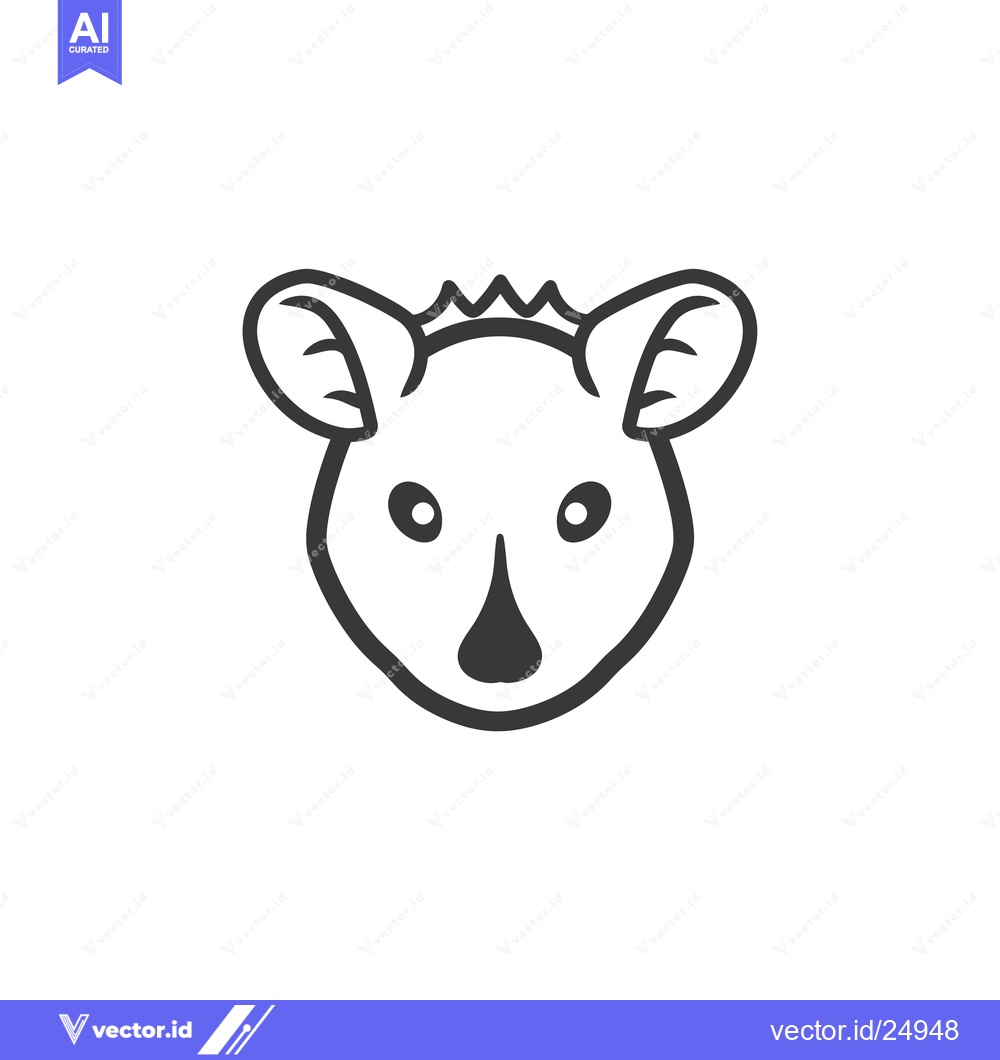 Premium Vector dari Black and White Line Art Illustration of a Koala's Head