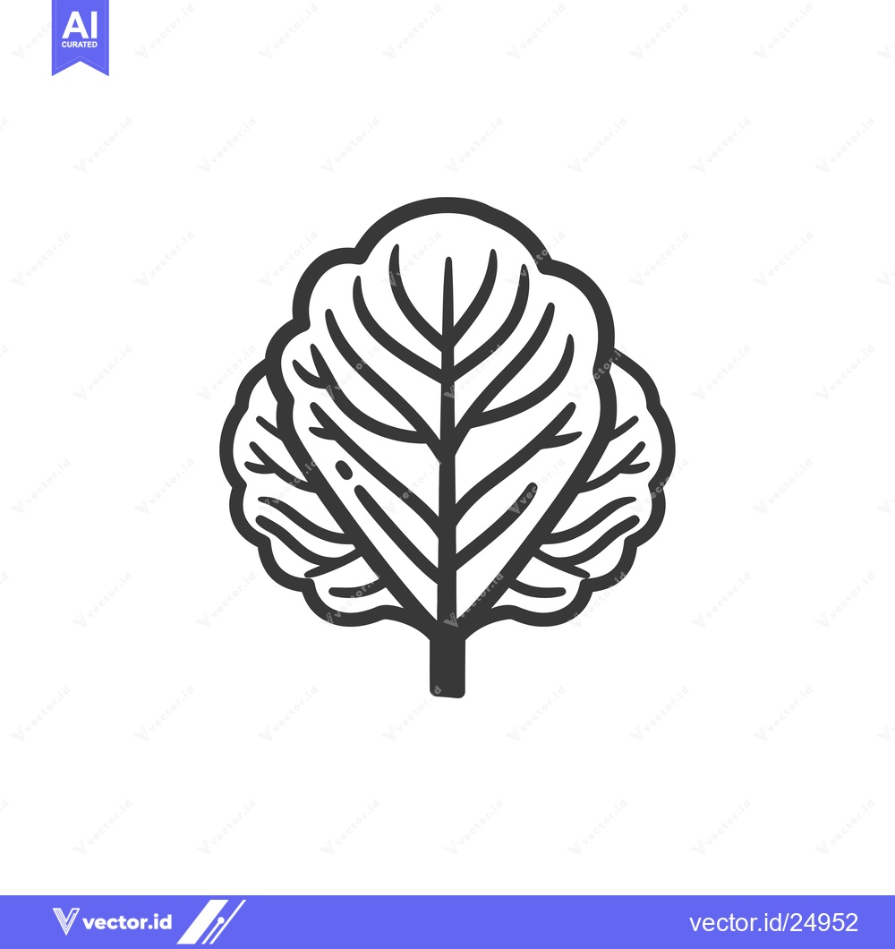 Premium Vector of Black and white line art illustration of a leafy vegetable