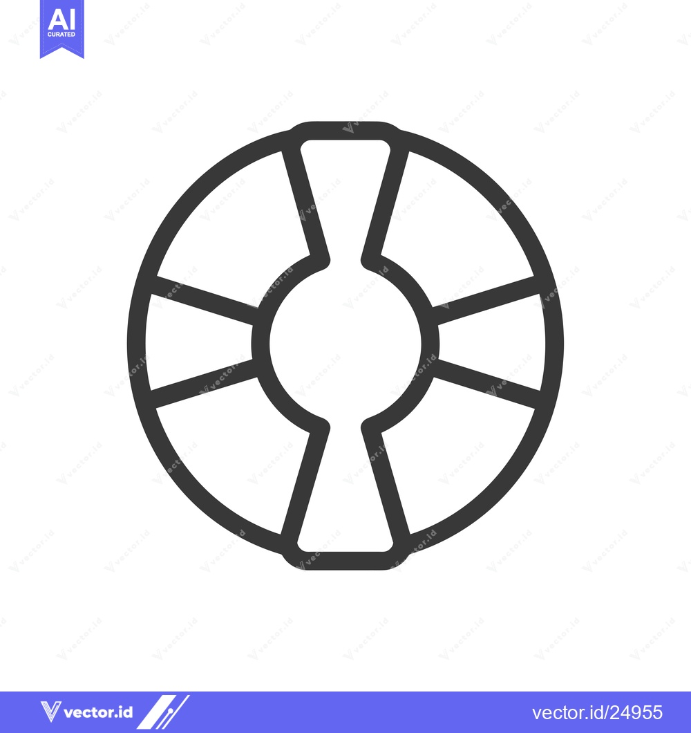 Premium Vector of Black and white line art illustration of a life preserver