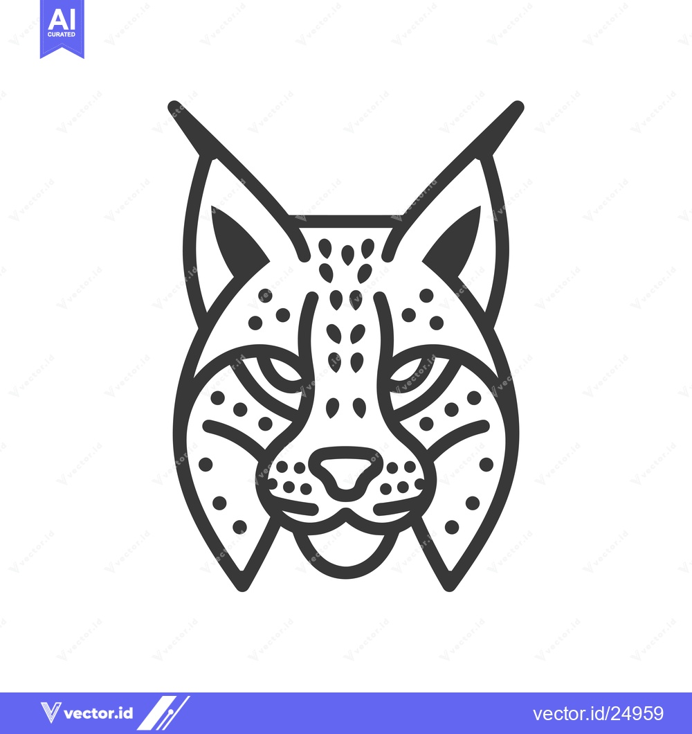 Premium Vector dari Black and White Line Art Illustration of a Lynx's Face