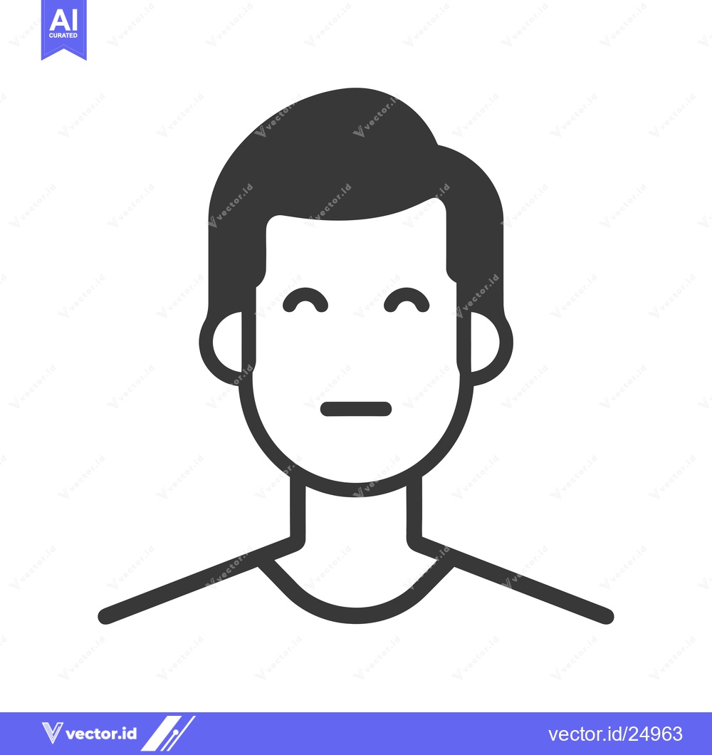 Premium Vector of Black and white line art illustration of a man's face with a neutral e