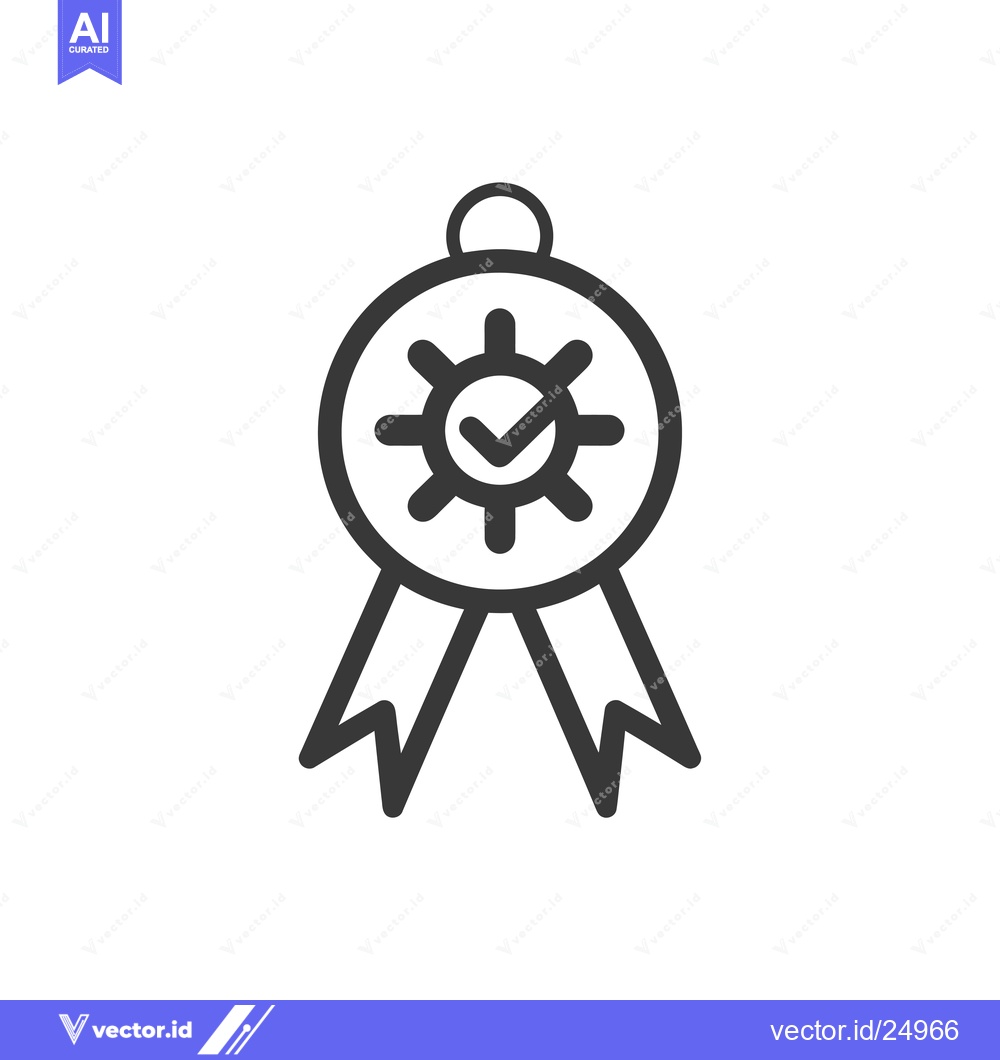 Premium Vector dari Black and White Line Art Illustration of a Medal with a Checkmark Insi