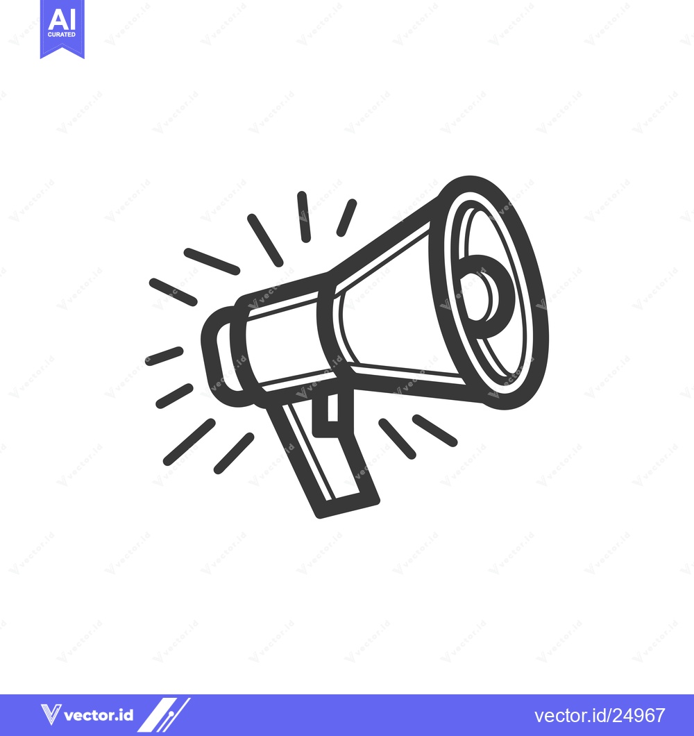 Premium Vector of Black and White Line Art Illustration of a Megaphone