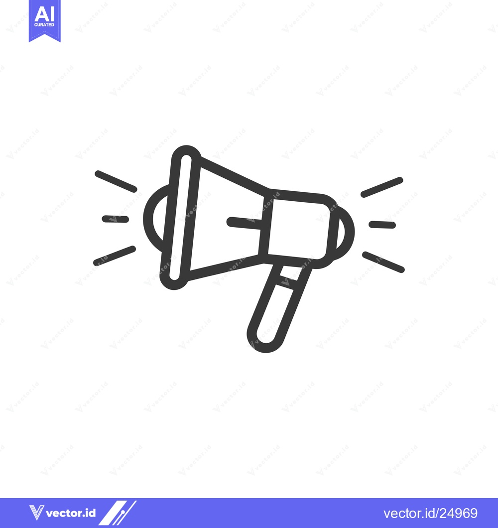 Premium Vector of Black and White Line Art Illustration of a Megaphone