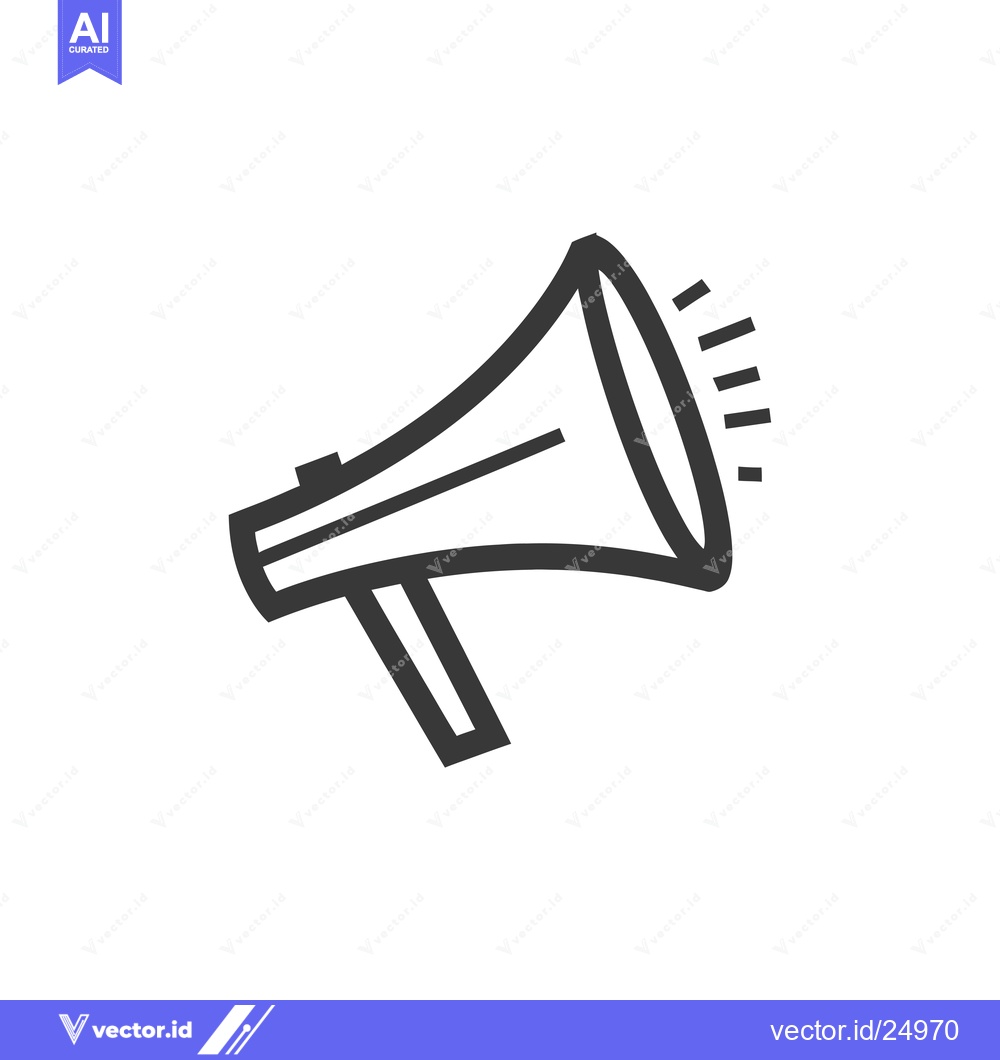 Premium Vector of Black and White Line Art Illustration of a Megaphone
