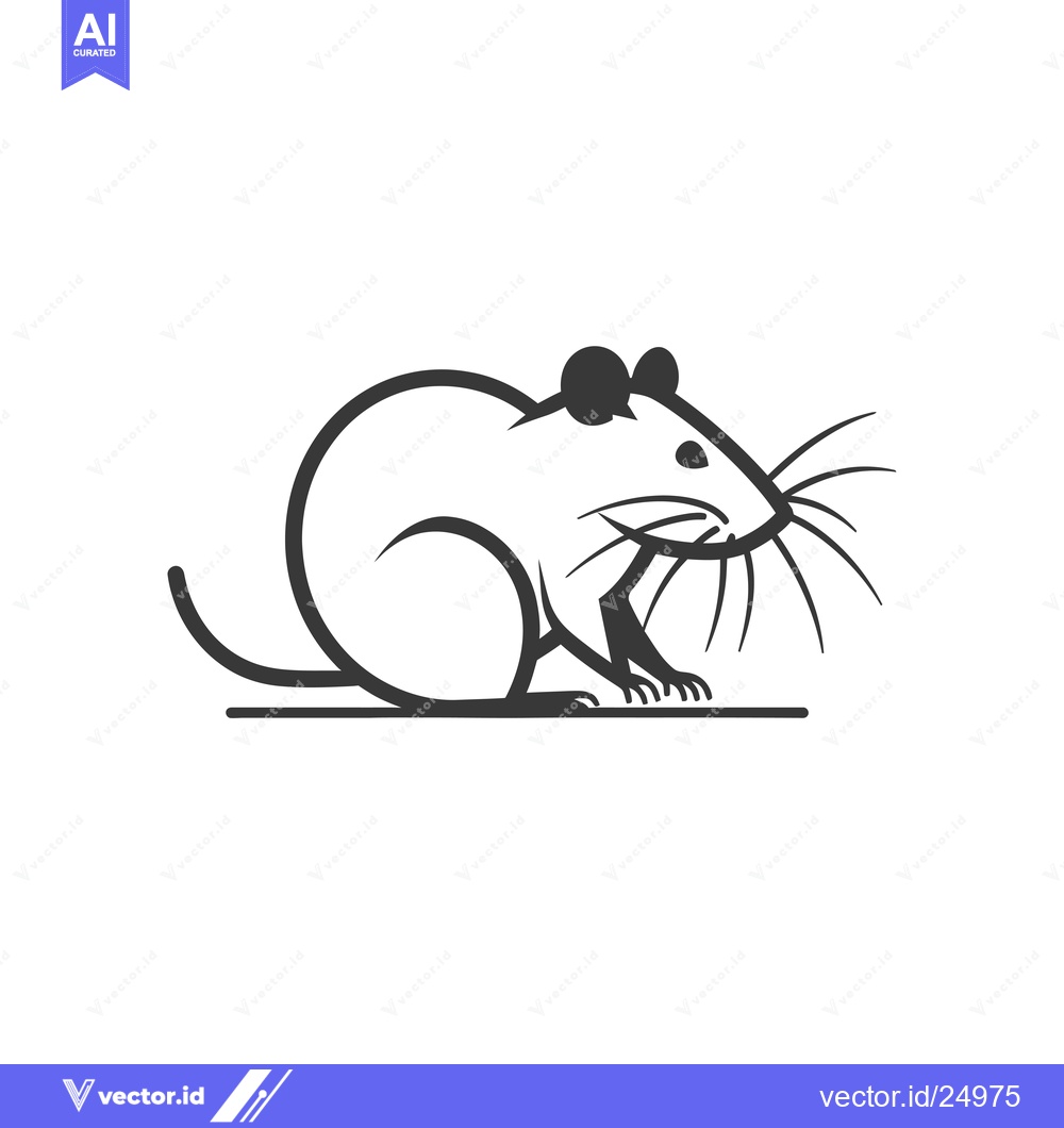 Premium Vector dari Black and White Line Art Illustration of a Mouse
