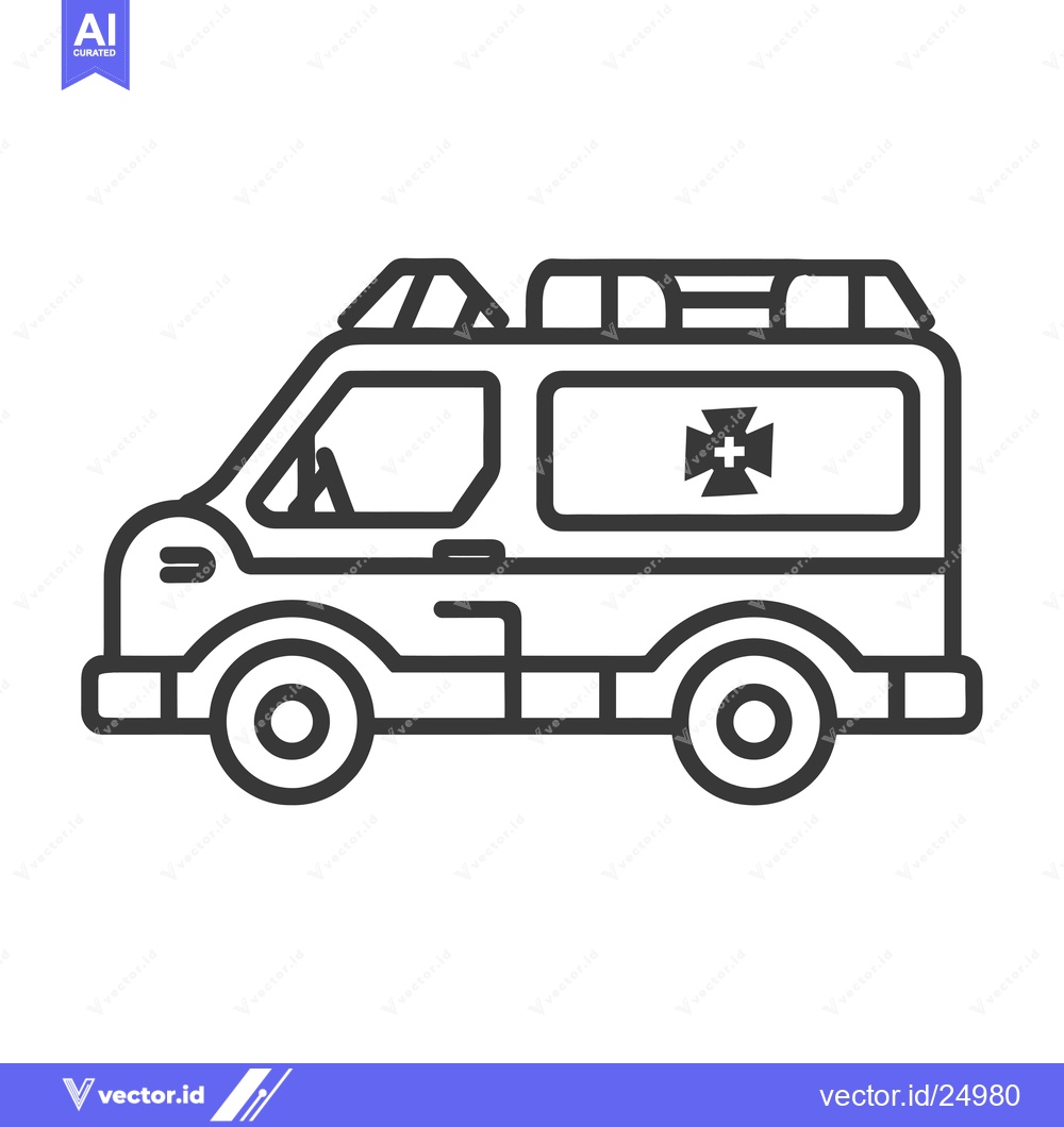 Premium Vector dari Black and White Line Art Illustration of an Ambulance