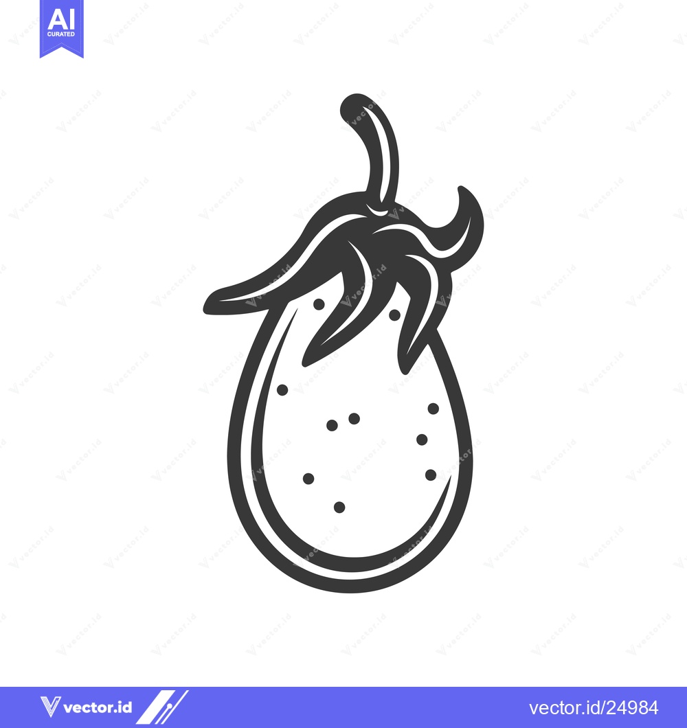 Premium Vector dari Black and White Line Art Illustration of an Eggplant