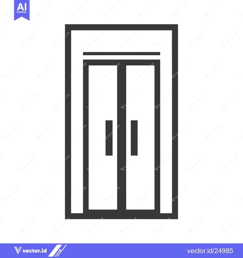 Premium Vector of Black and White Line Art Illustration of an Elevator Door