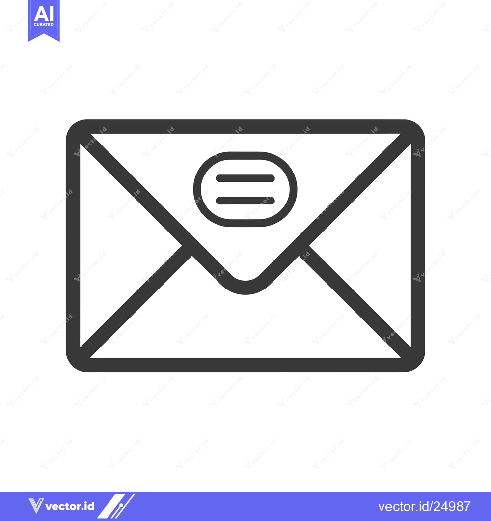 Premium Vector of Black and White Line Art Illustration of an Envelope with a Menu Icon