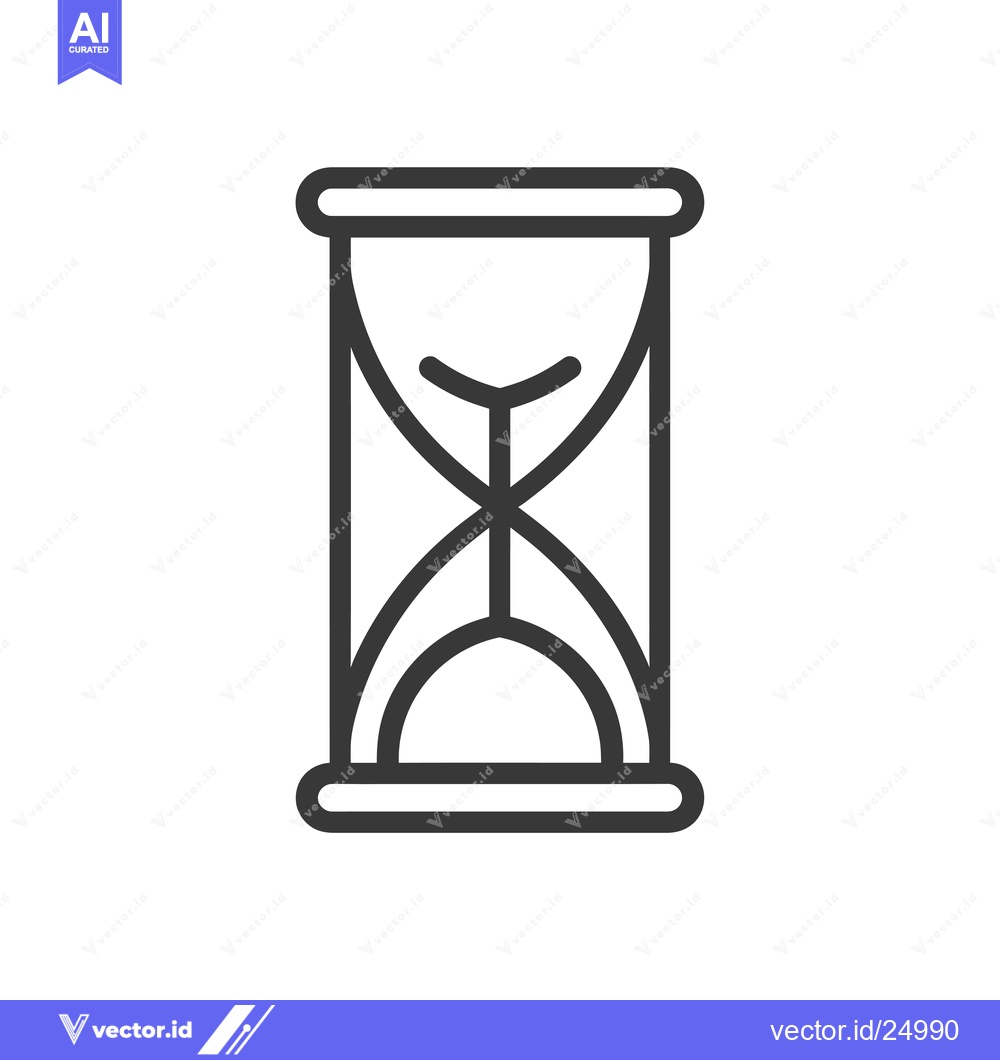 Premium Vector dari Black and white line art illustration of an hourglass