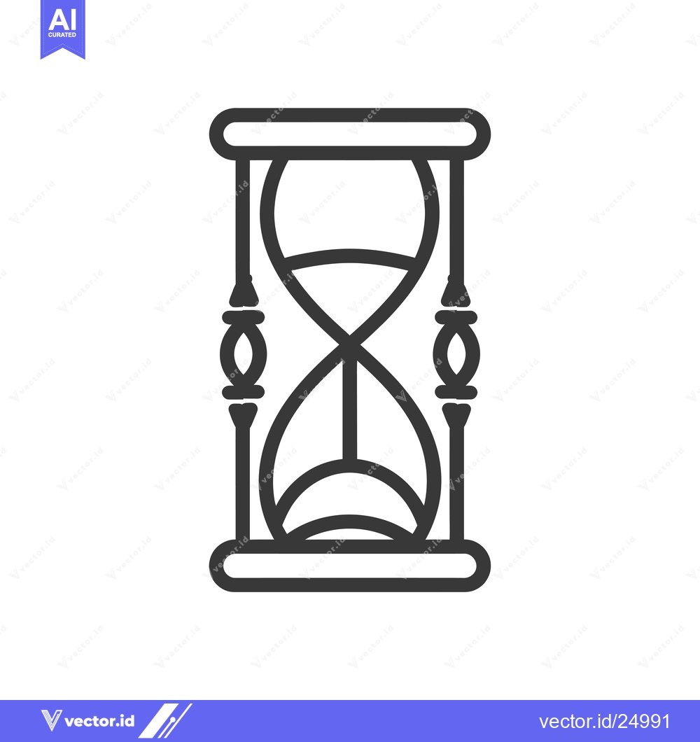 Premium Vector dari Black and White Line Art Illustration of an Hourglass