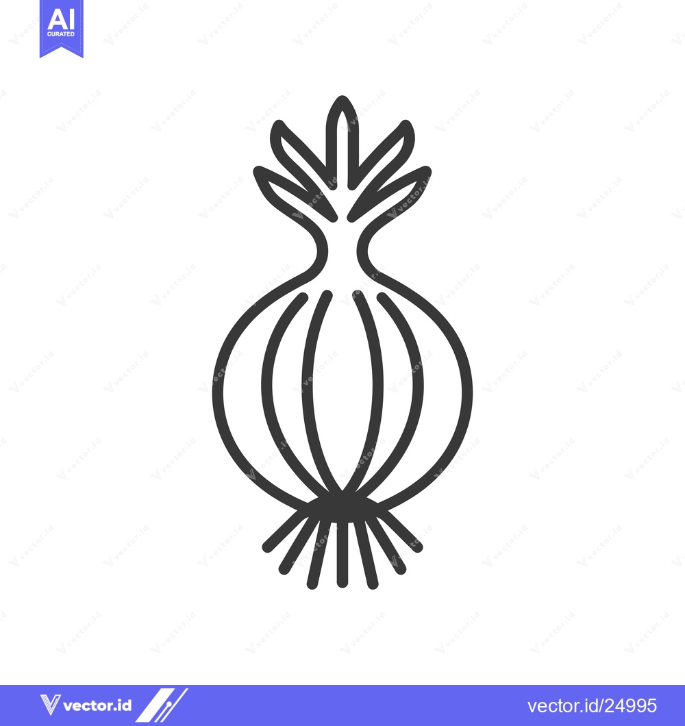 Premium Vector of Black and White Line Art Illustration of an Onion