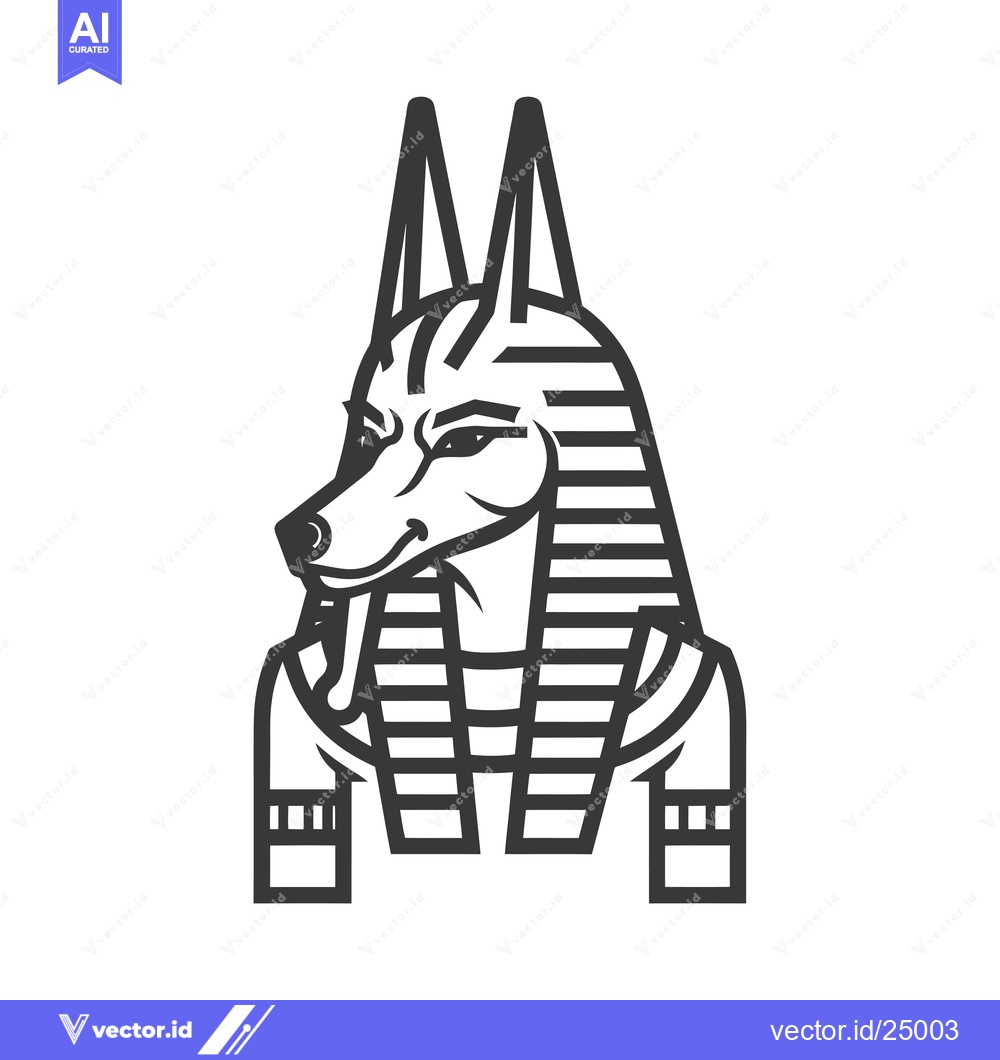 Premium Vector of Black and White Line Art Illustration of Anubis, the Egyptian God of t