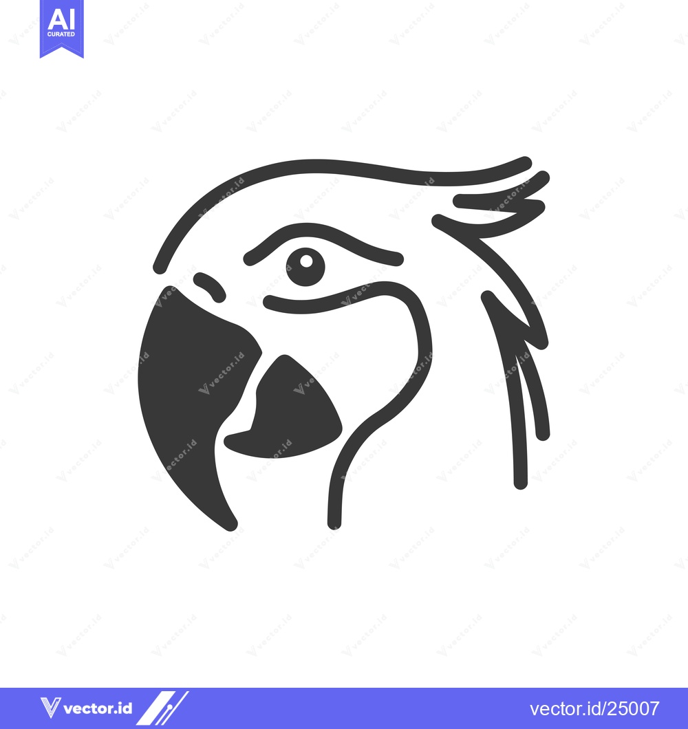 Premium Vector of Black and White Line Art Illustration of a Parrot's Head