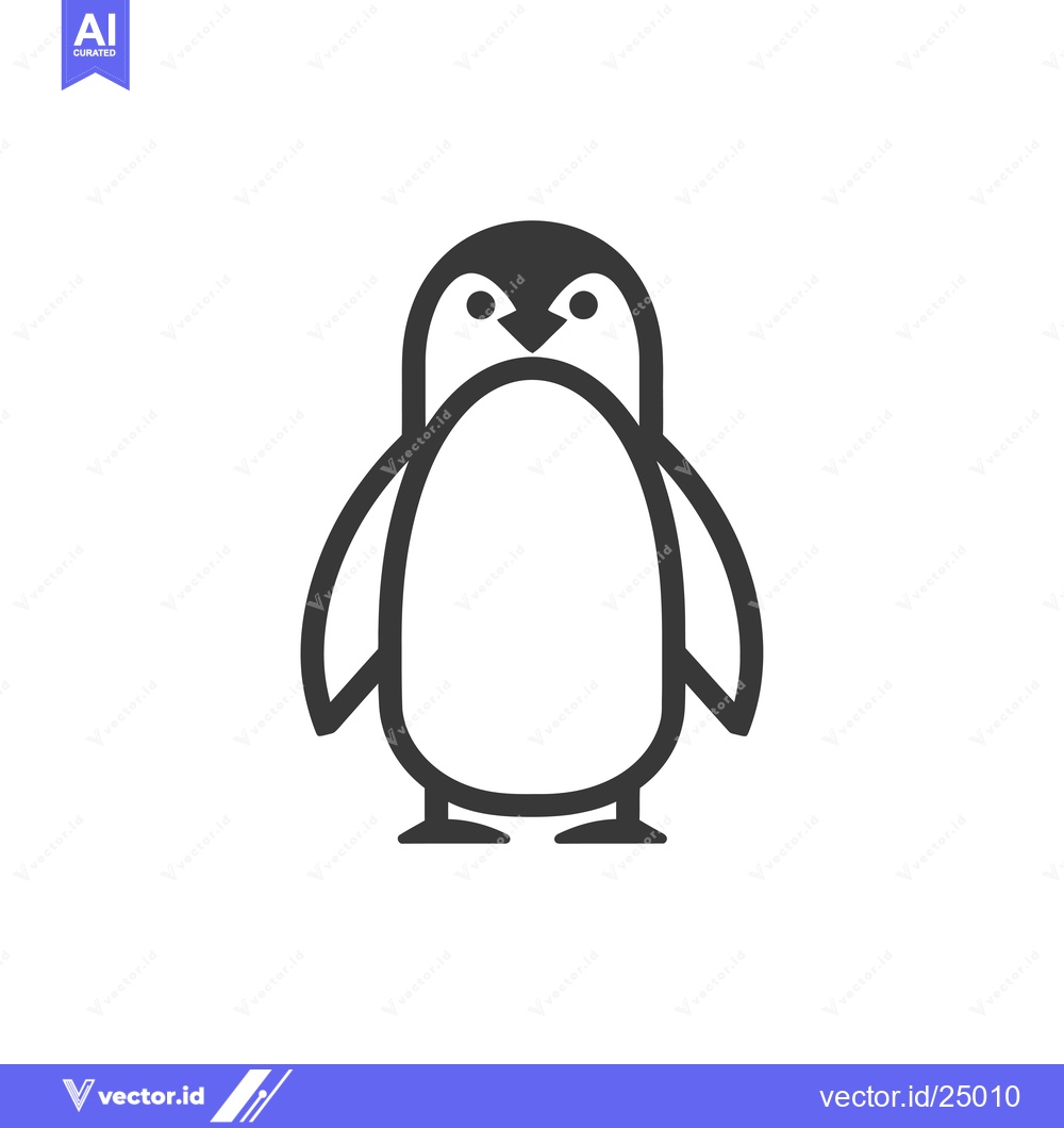 Premium Vector of Black and white line art illustration of a penguin