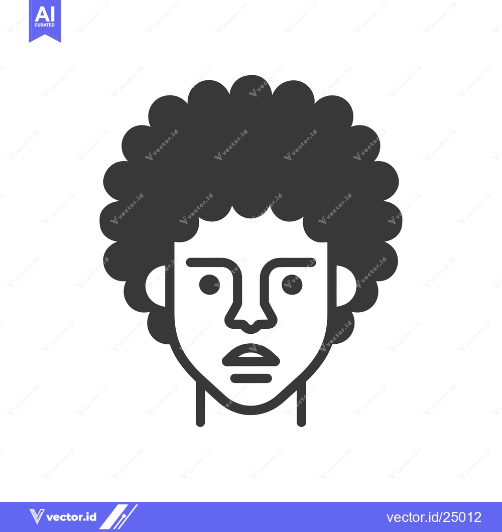 Premium Vector of Black and White Line Art Illustration of a Person with an Afro